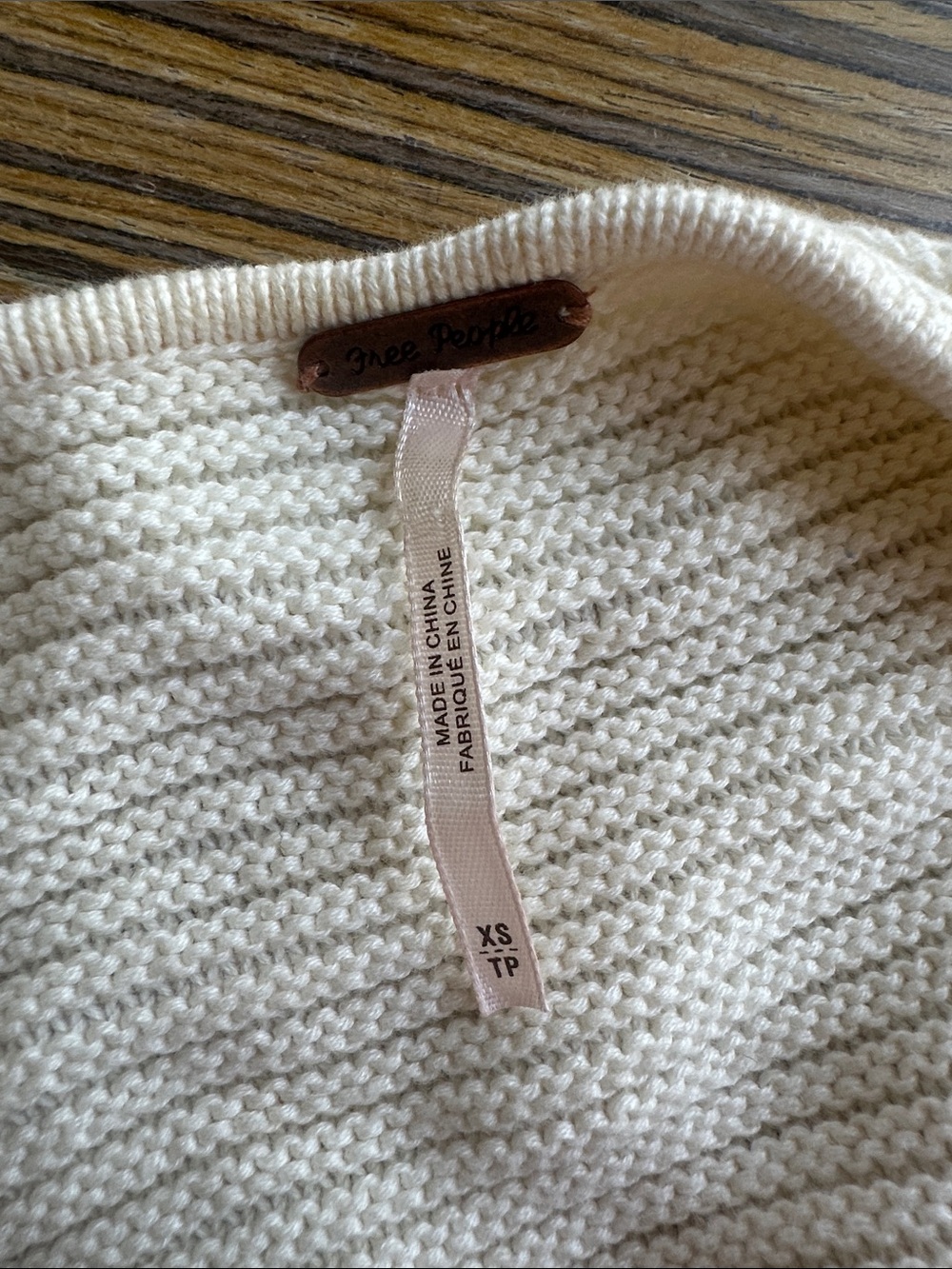 Oversized Cream V-Neck Ribbed Women's Sweater - Picture 4 of 5